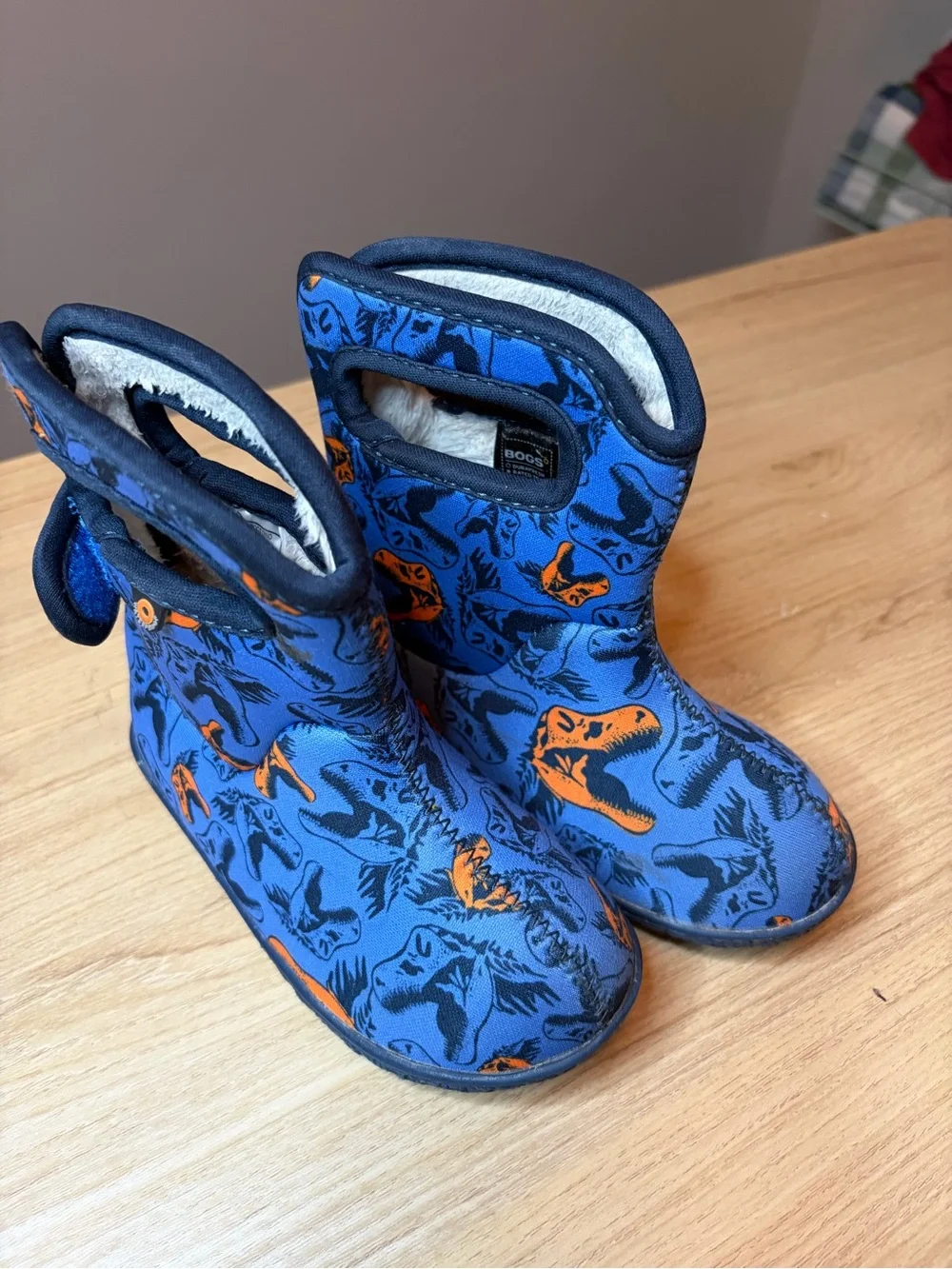Bogs Kids Blue & Orange Dino Rain Boots 8T